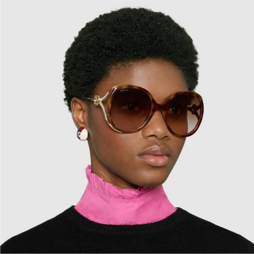 Gucci Gg0226sk 003 Sunglasses 60-14-130 Havana Brown Gold Oversized Round W Case